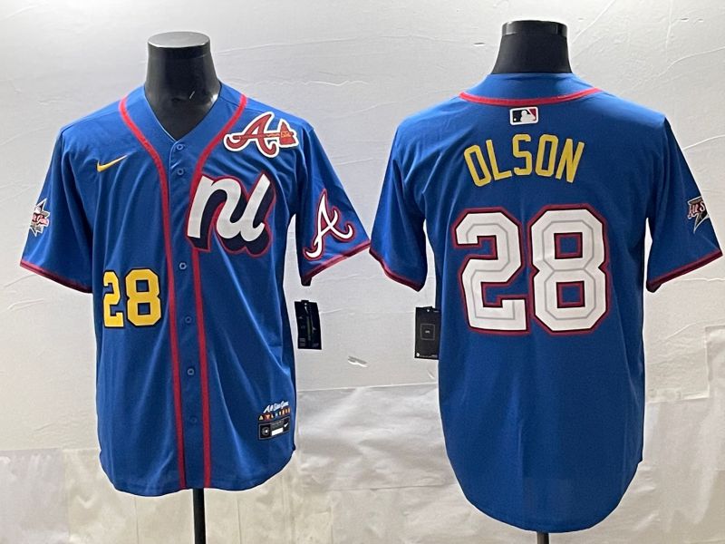 Men 2025 Atlanta Braves #28 Olson Blue All star Nike MLB Jersey style 03